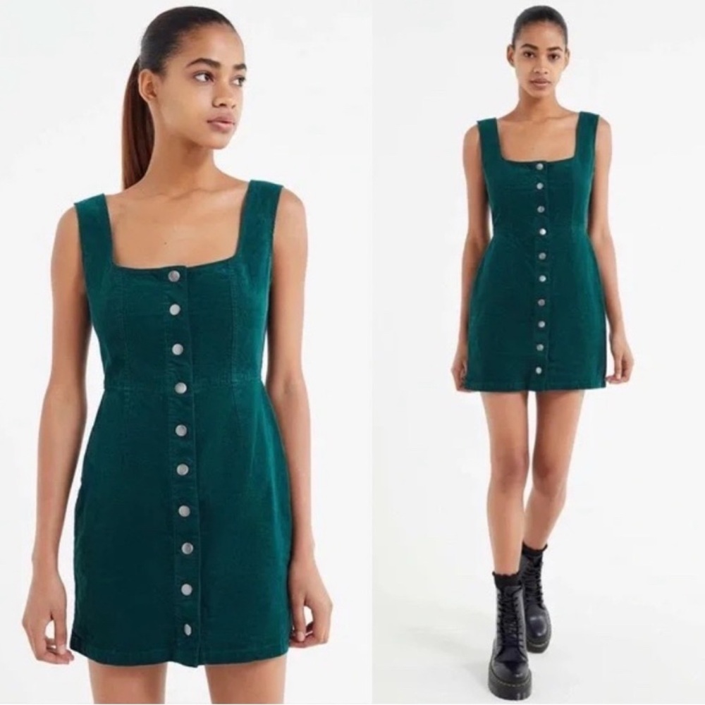 Urban Outfitters Teal Green Button-Front Mini Dress